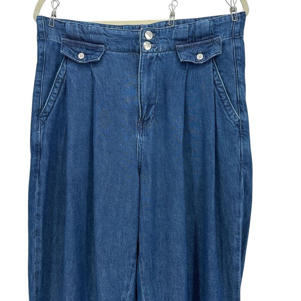 Anthropologie Pilcro Womens 29 Tall Jeans Mid Rise Pleated Trouser Jeans Crop - Picture 2 of 10